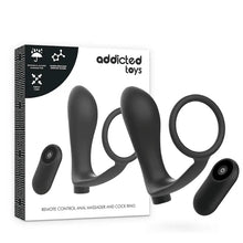 ADDICTED TOYS - ANEL DE PÊNIS COM CONTROLE REMOTO PLUG ANAL PRETO RECARREGVEL - Sexshoptuga  Sexshoptuga 