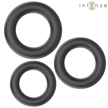 INTENSE - HUGH 3 ANÉIS DE SILICONE BÁSICOS PRETOS - Sexshoptuga  Sexshoptuga 