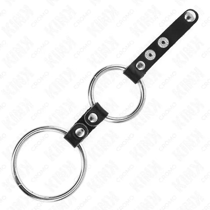 KINK - ANEL DUPLO PARA PÊNIS DE 3,8 CM A 5 CM CONECTADO POR COURO - Sexshoptuga 