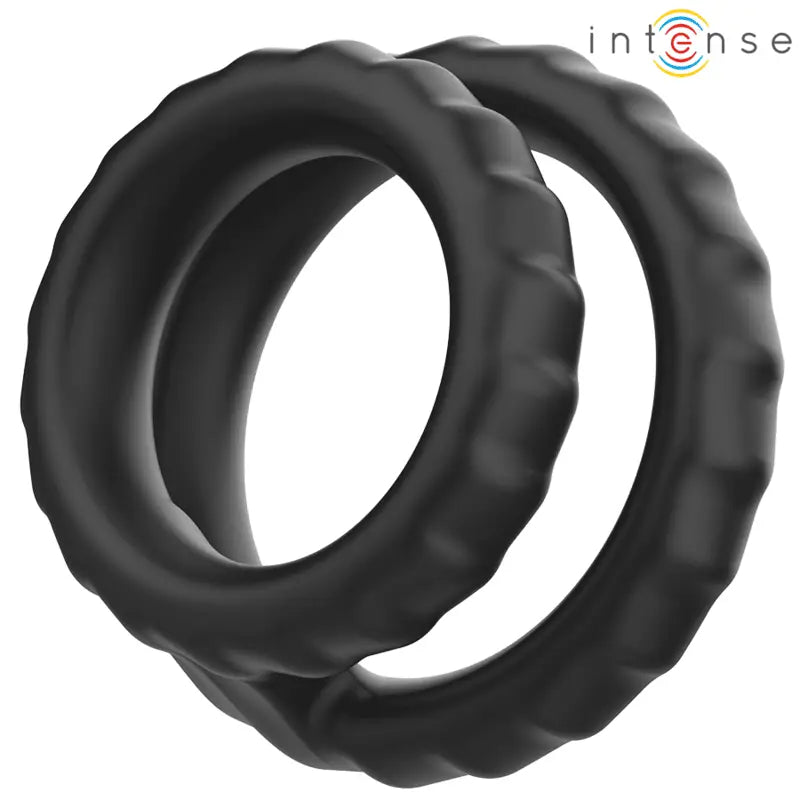 INTENSE - DEWEY ANEL DE PÊNIS DUPLO DE SILICONE PRETO MODELO 2 - Sexshoptuga 