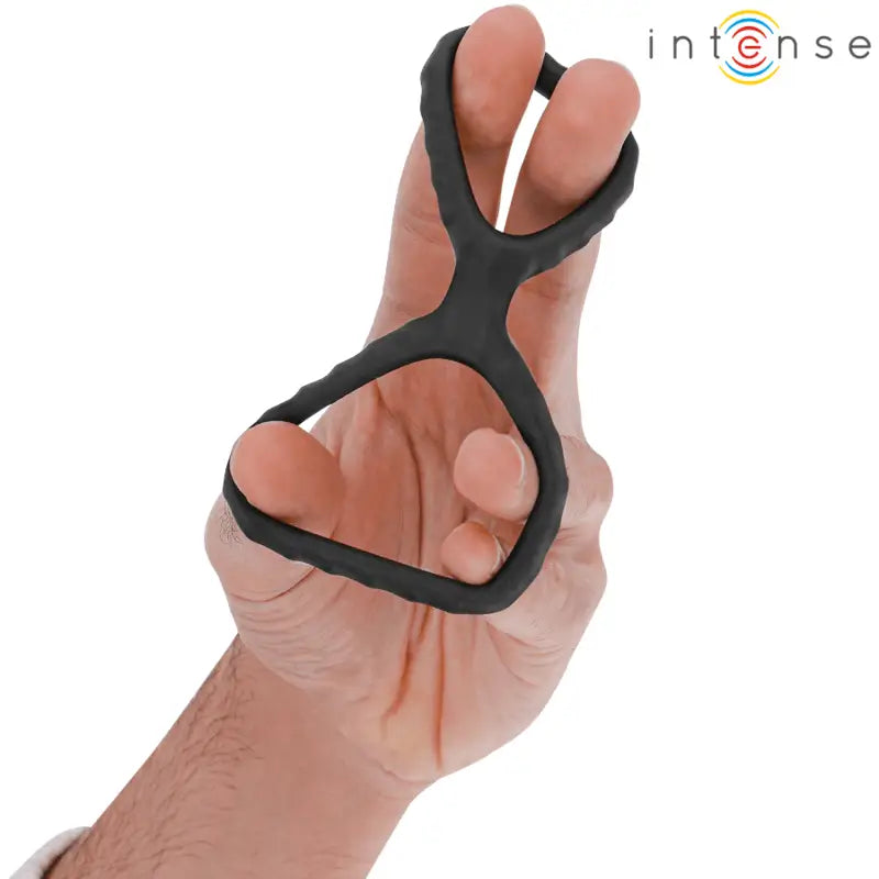 INTENSE - DEWEY ANEL DE PÊNIS DUPLO DE SILICONE PRETO MODELO 2 - Sexshoptuga 