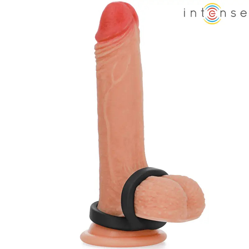 INTENSE - BOBBY DUPLO ANEL DE SILICONE PARA PÊNIS PRETO - Sexshoptuga 