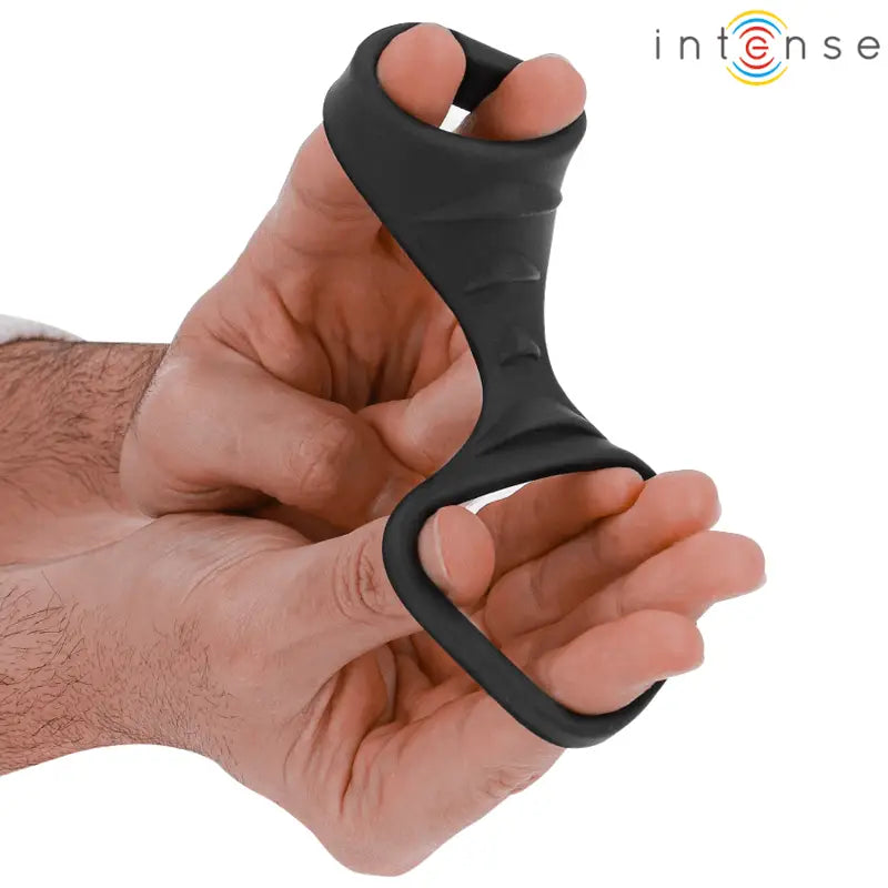 INTENSE - THEO ANEL DE SILICONE DUPLO PARA PÊNIS MODELO 3 PRETO - Sexshoptuga 