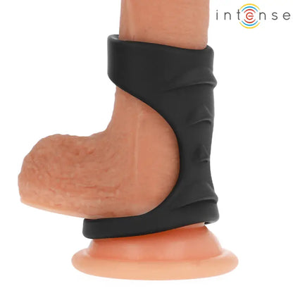 INTENSE - THEO ANEL DE SILICONE DUPLO PARA PÊNIS MODELO 3 PRETO - Sexshoptuga 