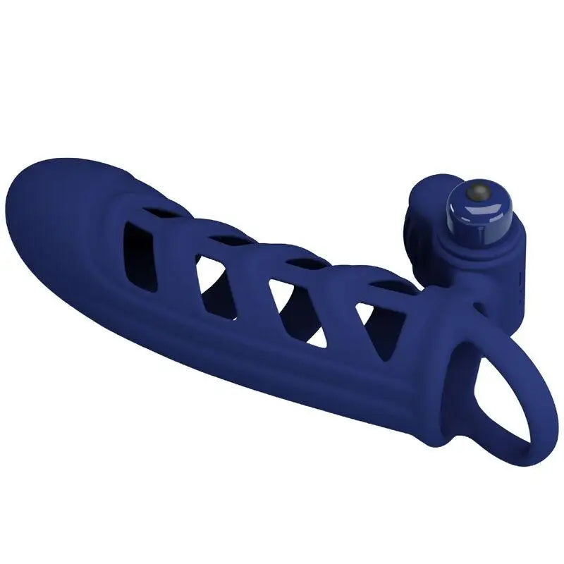 PRETTY LOVE - ALTAF ANEL VIBRADOR COM BAINHA DE SILICONE AZUL - Sexshoptuga 