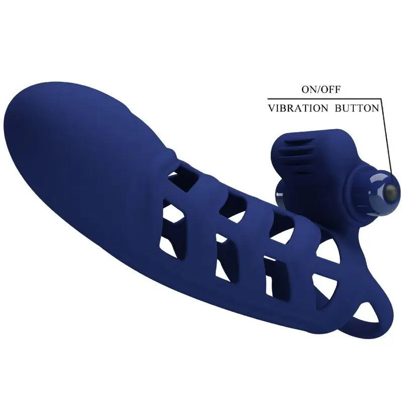 PRETTY LOVE - ALTAF ANEL VIBRADOR COM BAINHA DE SILICONE AZUL - Sexshoptuga 