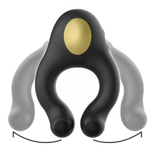 ARMONY - ANEL VIBRADOR DE SILICONE 3 MOTORES RECARREGÁVEIS PRETO - OURO - Sexshoptuga  Sexshoptuga 