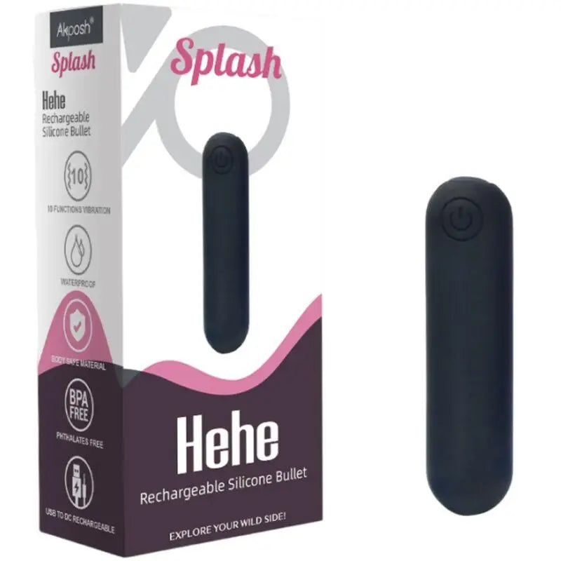 ARMONY -SPLASH HEHE VIBRADOR BALA SILICONE 10 VIBRAÇÕES 65 X 15 CM PRETO - Sexshoptuga 