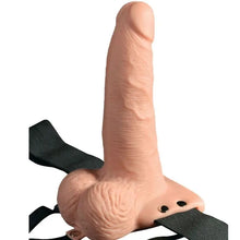 FETISH FANTASY SERIES - ARNÊS AJUSTVEL COM CONTROLE REMOTO PÊNIS REALISTA COM TESTÍCULOS RECARREGVEIS E VIBRADOR 15 CM - Sexshoptuga  Sexshoptuga 