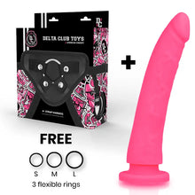 DELTA CLUB - ARNÊS BRINQUEDOS + DONG ROSA SILICONE 23 CM -O- 4.5 CM - Sexshoptuga  Sexshoptuga 