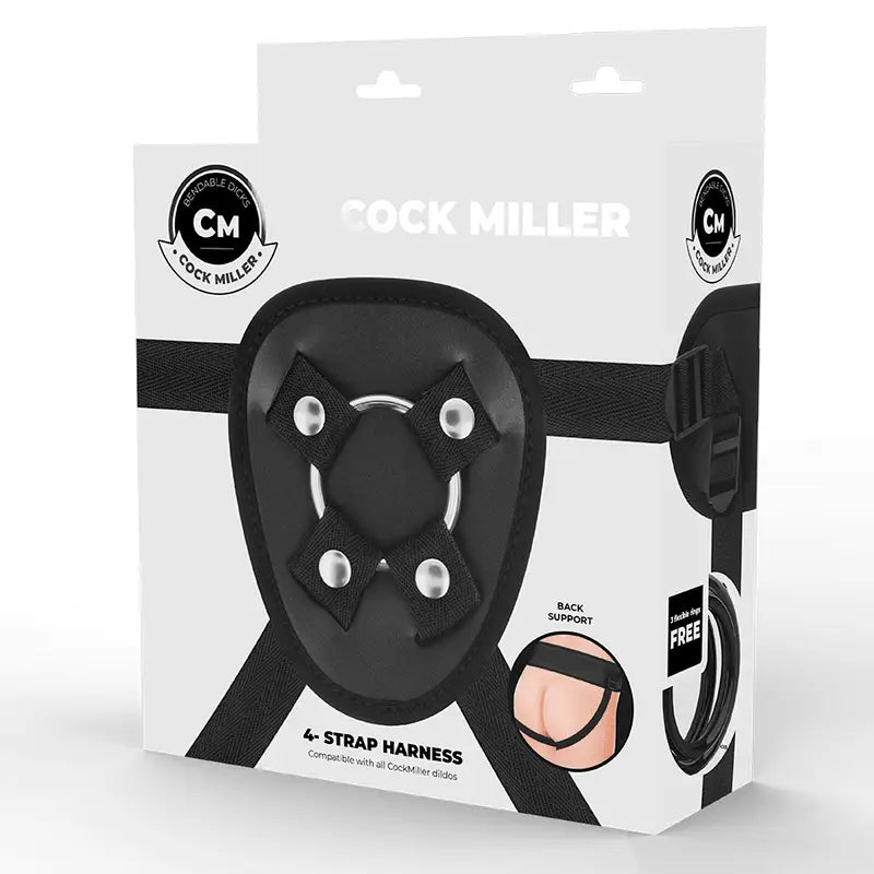 COCK MILLER - ARNÊS + DENSIDADE DE SILICONE ARTICULVEL COCKSIL PRETO 24 CM - Sexshoptuga 