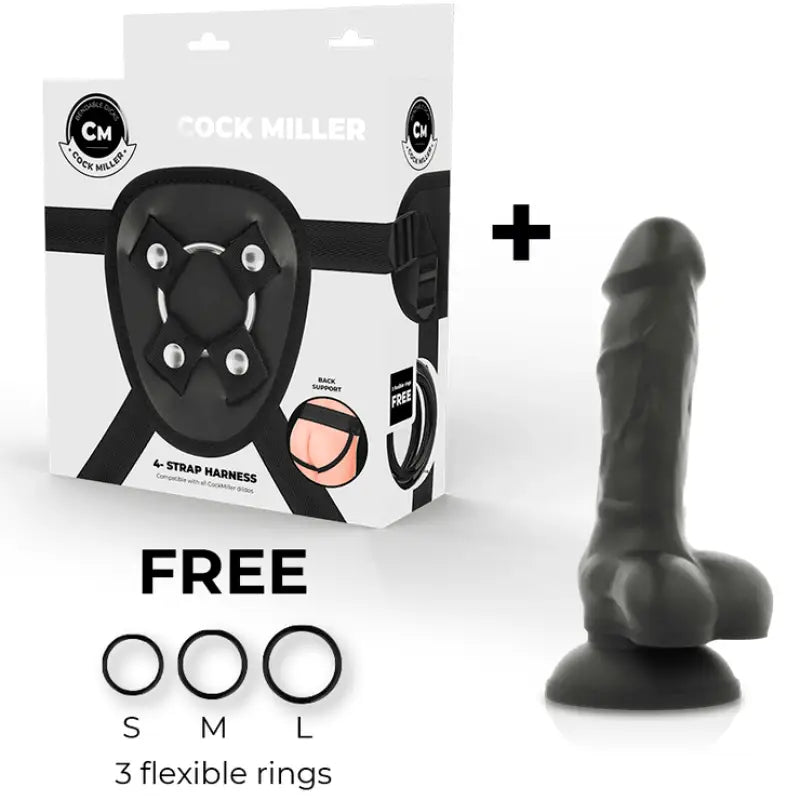 COCK MILLER - ARNÊS + DENSIDADE DE SILICONE COCKSIL ARTICULVEL PRETO 13 CM - Sexshoptuga 