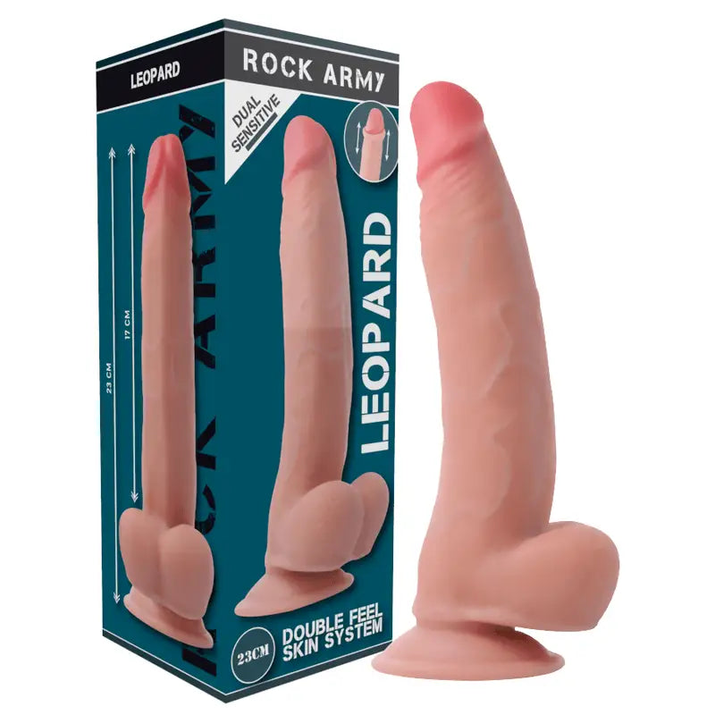 ROCKARMY - ARNÊS + LEOPARDO DUPLA DENSIDADE 23 CM -O- 4.77 CM - Sexshoptuga 