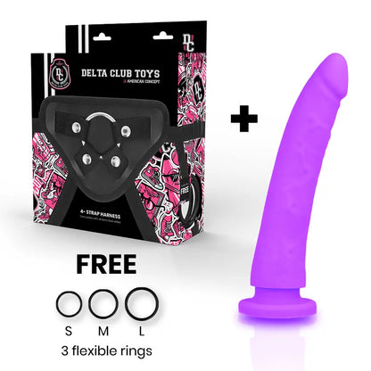 DELTA CLUB - ARREIO DE BRINQUEDOS + DONG PURPLE SILICONE 17 CM -O- 3 CM - Sexshoptuga 