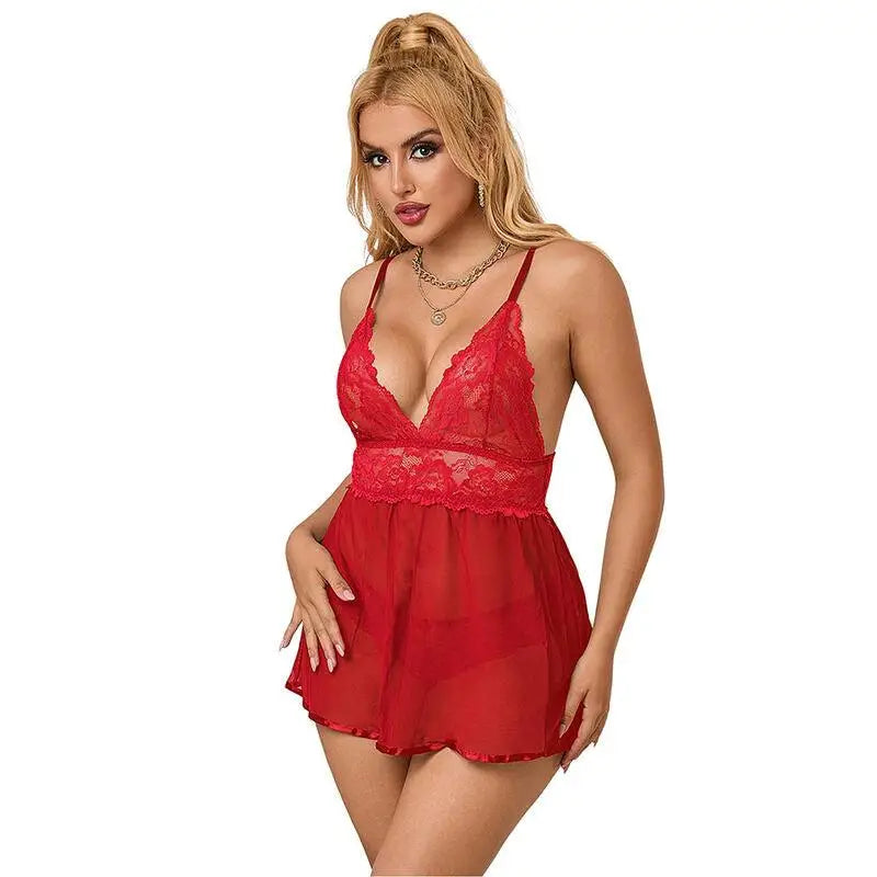 SUBBLIME - 953843 BABYDOLL COM COSTAS ABERTAS VERMELHO L/XL - Sexshoptuga 