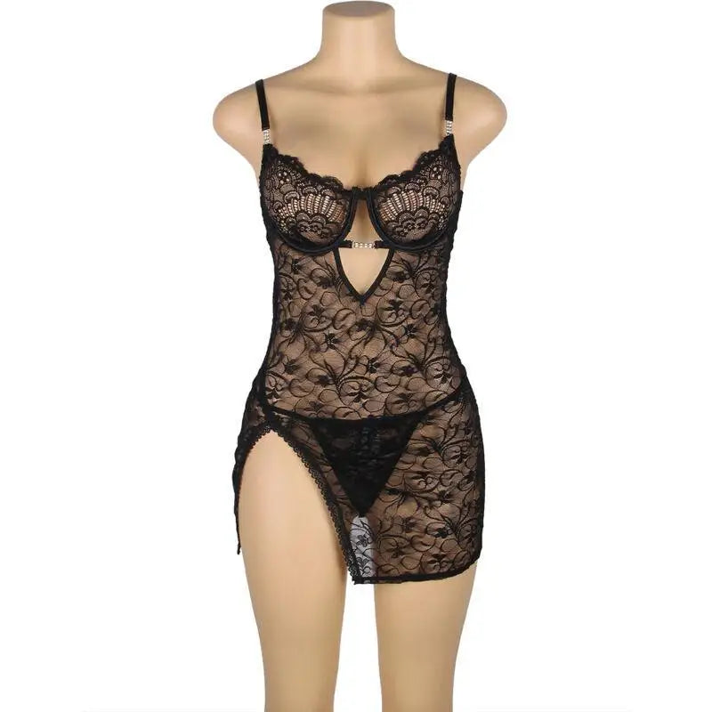 SUBBLIME - 954185 BABYDOLL DE RENDA COM ALÇAS AJUSTÁVEIS PRETO S/M - Sexshoptuga 