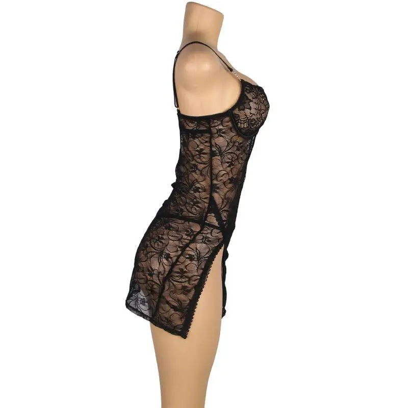 SUBBLIME - 954185 BABYDOLL DE RENDA COM ALÇAS AJUSTÁVEIS PRETO S/M - Sexshoptuga 