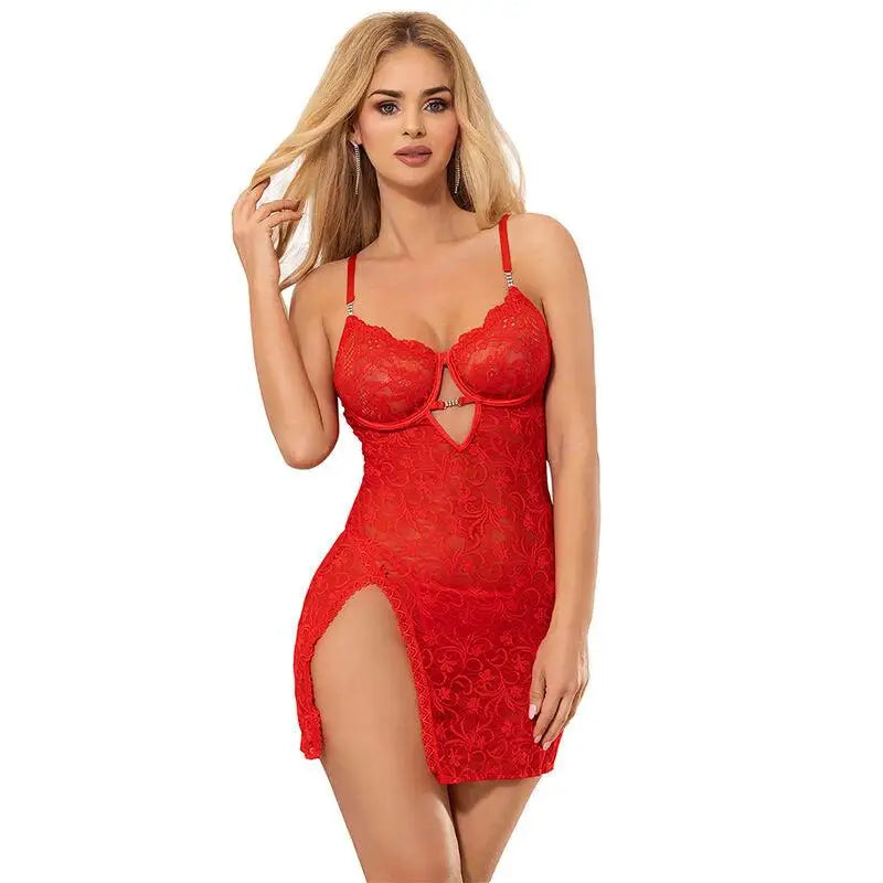 SUBBLIME - 954215 BABYDOLL DE RENDA COM ALÇAS AJUSTÁVEIS VERMELHO L/XL - Sexshoptuga 