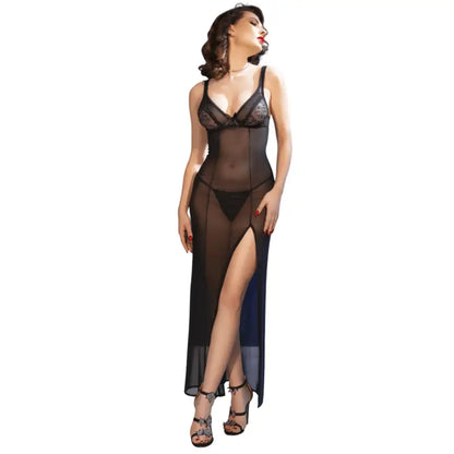 CHILIROSE - CR 4723 BABYDOLL LONGO E TANGA PRETO L - Sexshoptuga 