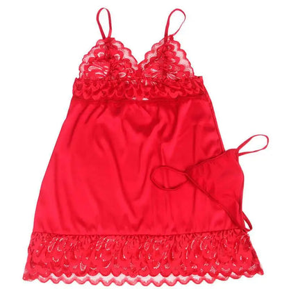 SUBBLIME - BABYDOLL DE CETIM COM RENDA VERMELHA S/M - Sexshoptuga 