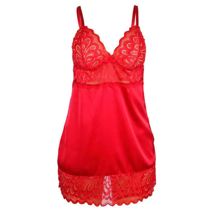 SUBBLIME - BABYDOLL DE CETIM COM RENDA VERMELHA S/M - Sexshoptuga 