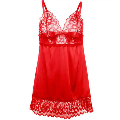 SUBBLIME - BABYDOLL DE CETIM COM RENDA VERMELHA S/M - Sexshoptuga 