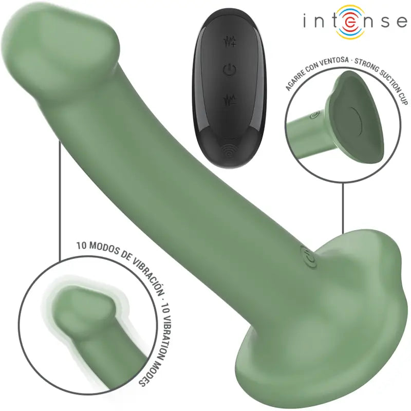 INTENSE - BECCA VIBRADOR COM VENTOSA 10 VIBRAÇÕES VERDE CONTROLE REMOTO - Sexshoptuga 