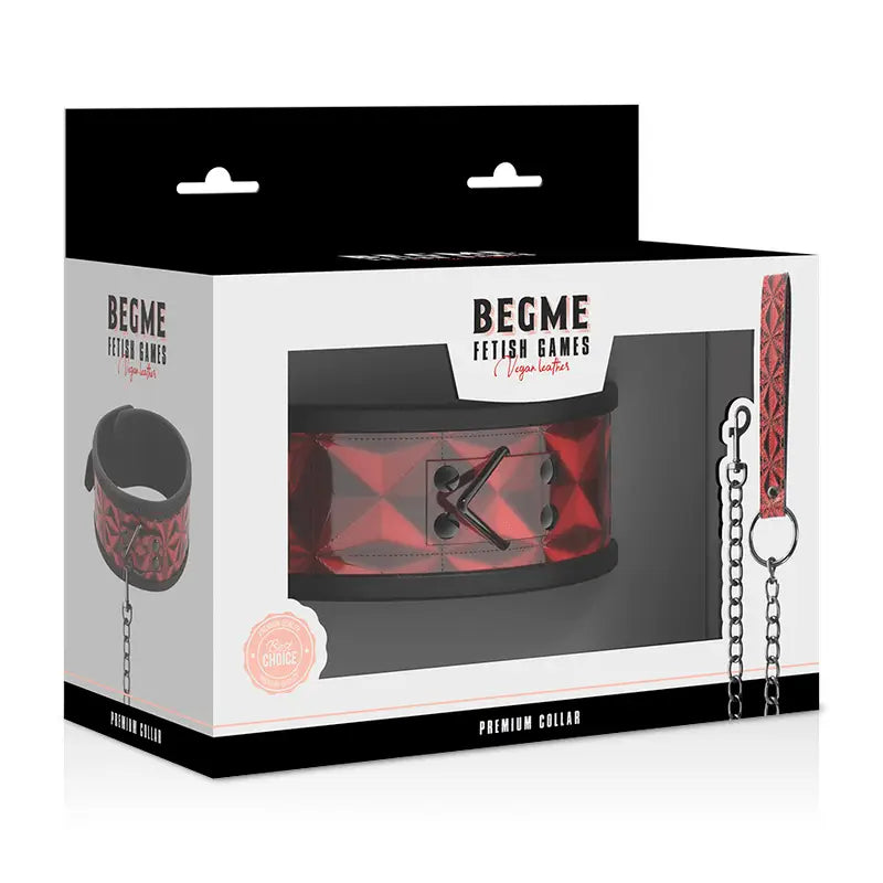 BEGME - COLAR DE COURO VEGANO PREMIUM RED EDITION COM FORRO DE NEOPRENE - Sexshoptuga 