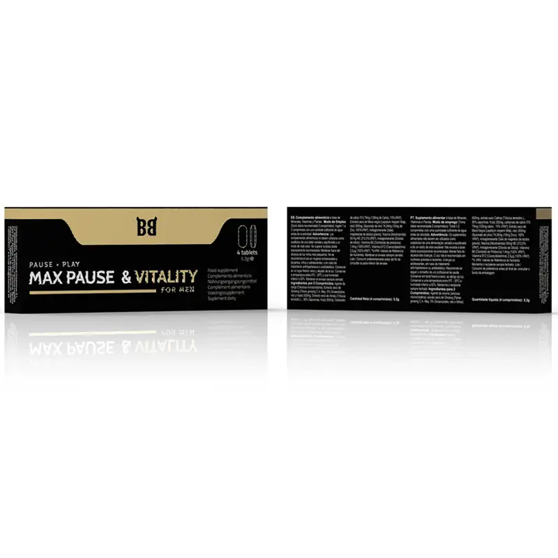 BLACK BULL - MAX PAUSE E RETARDANTE DE VITALIDADE PARA HOMENS 4 CÁPSULAS - Sexshoptuga 