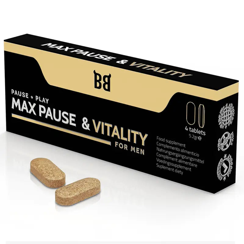 BLACK BULL - MAX PAUSE E RETARDANTE DE VITALIDADE PARA HOMENS 4 CÁPSULAS - Sexshoptuga 