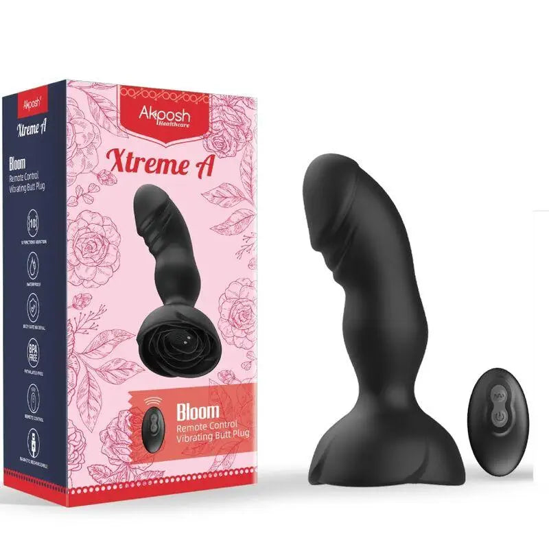 ARMONY - EXTREME A BLOOM VIBRADOR ROSE E CONTROLE REMOTO DE PLUG ANAL PRETO - Sexshoptuga 