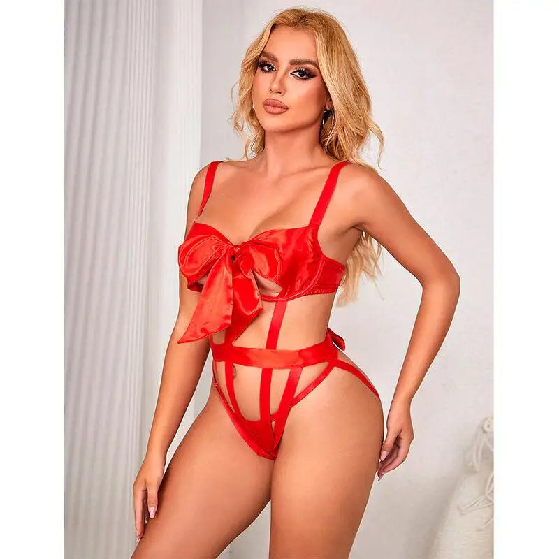 SUBBLIME - 954468 BODY SEXY ABERTO COM LAÇO VERMELHO S/M - Sexshoptuga 