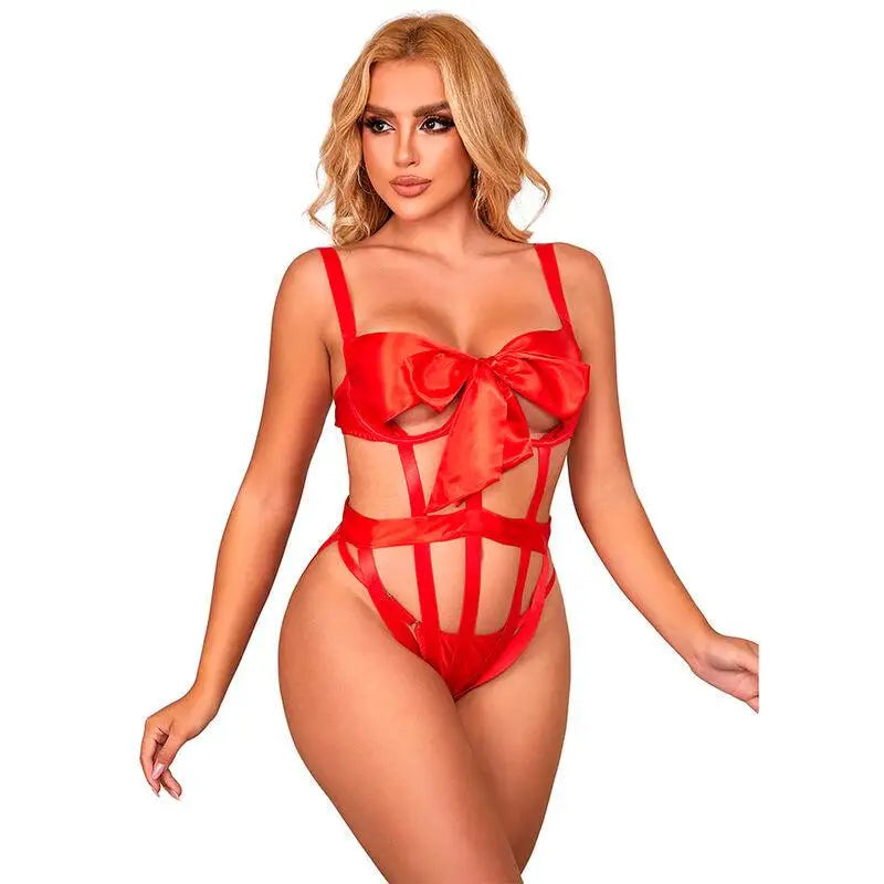 SUBBLIME - 954468 BODY SEXY ABERTO COM LAÇO VERMELHO S/M - Sexshoptuga 