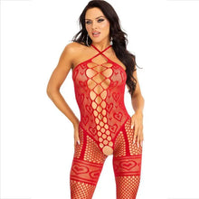 LEG AVENUE - BODYSTOCKING NECK HALTER RED HEARTS RED - Sexshoptuga  Sexshoptuga 