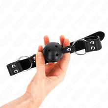 KINK - BOLA RESPIRÁVEL 4 CM MORDAÇA COM REBITE DUPLO MODELO 1 PRETO 62,5 x 2,5 CM AJUSTÁVEL 42-58 CM - Sexshoptuga  Sexshoptuga 