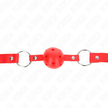 KINK - BOLA RESPIRÁVEL 4 CM MORDAÇA COM REBITE DUPLO MODELO 1 VERMELHO 62,5 x 2,5 CM AJUSTÁVEL 42-58 CM - Sexshoptuga  Sexshoptuga 