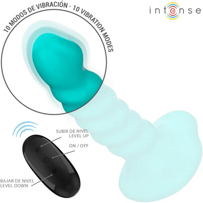 INTENSE - BUFFY VIBRADOR TAMANHO S DESIGN ESPIRAL 10 VIBRAÇÕES CONTROLE REMOTO AZUL - Sexshoptuga 