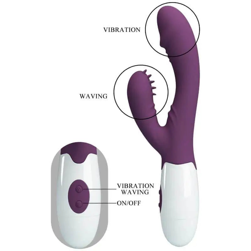 PRETTY LOVE - BUTTERFLY KISS VIBRADOR DE COELHO E ESTIMULADOR DE PONTO G ROXO - Sexshoptuga 