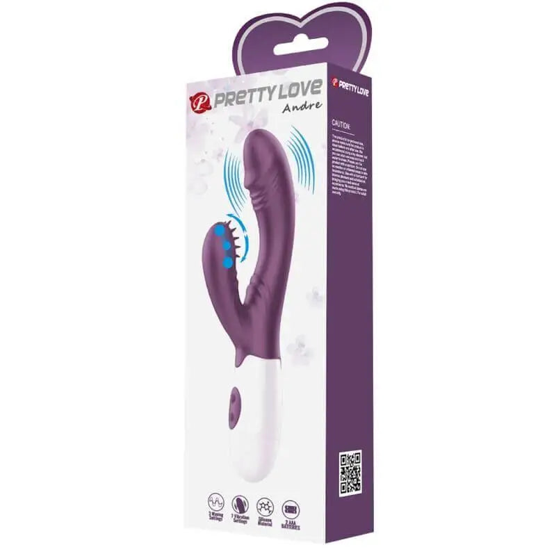 PRETTY LOVE - BUTTERFLY KISS VIBRADOR DE COELHO E ESTIMULADOR DE PONTO G ROXO - Sexshoptuga 