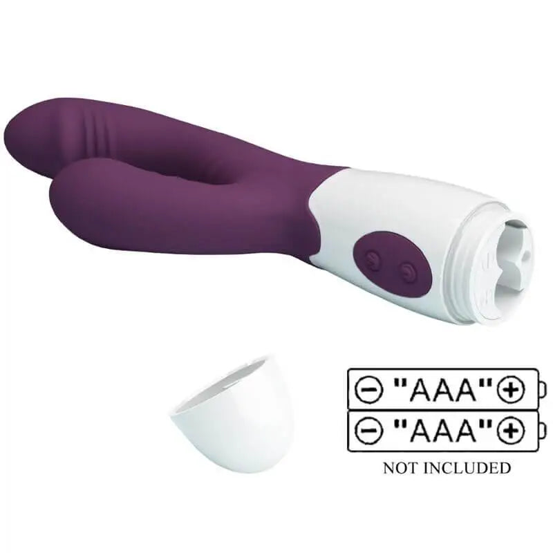 PRETTY LOVE - BUTTERFLY KISS VIBRADOR DE COELHO E ESTIMULADOR DE PONTO G ROXO - Sexshoptuga 