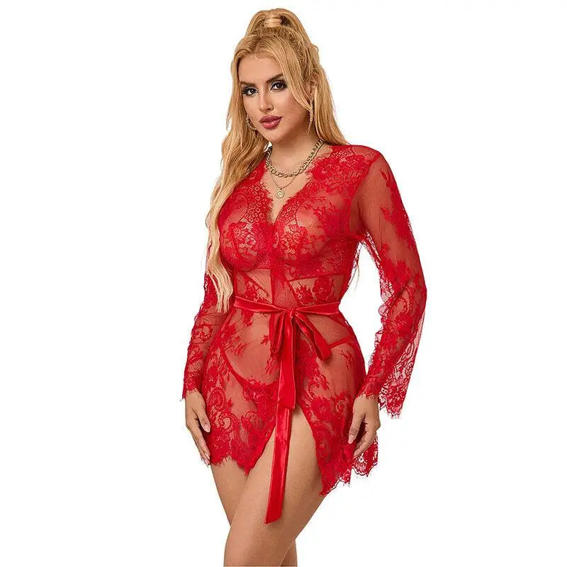 SUBBLIME - 953775 CAMISOLA DE NOITE DE RENDA + TANGA VERMELHO S/M - Sexshoptuga 