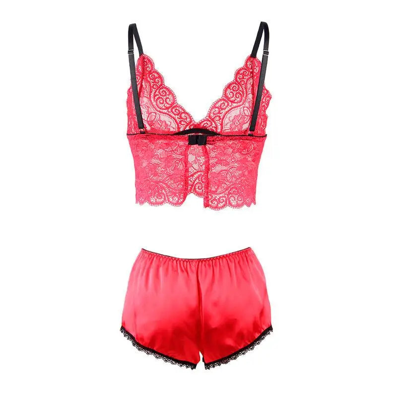 SUBBLIME - 953898 CAMISOLA DE SEDA E RENDA + CALCINHA VERMELHA S/M - Sexshoptuga 