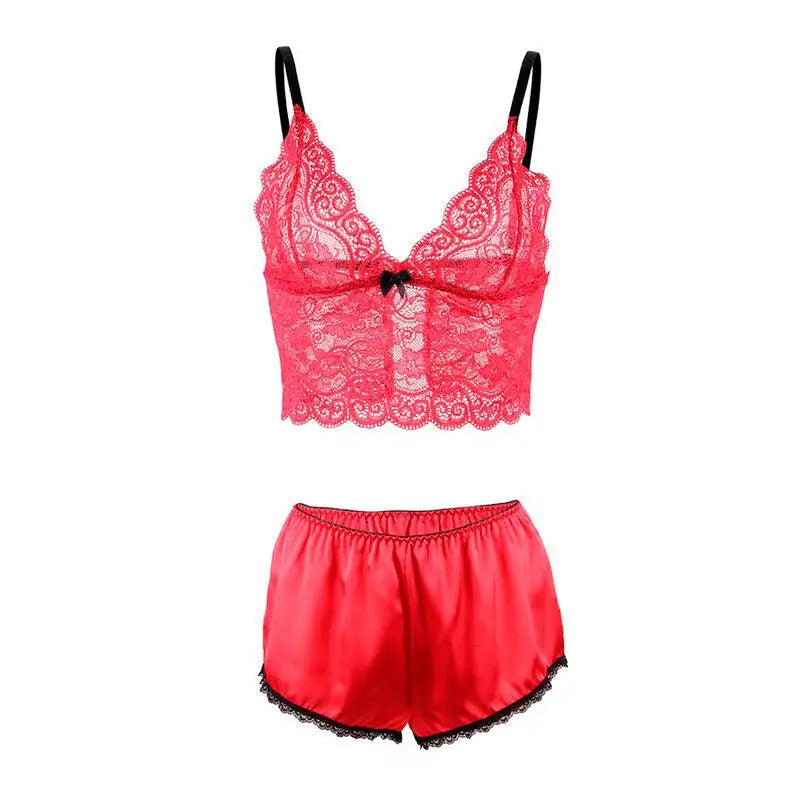 SUBBLIME - 953898 CAMISOLA DE SEDA E RENDA + CALCINHA VERMELHA S/M - Sexshoptuga 