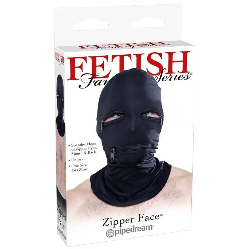 FETISH FANTASY SERIES - CAPUZ COM ZÍPERS PRETO - Sexshoptuga 