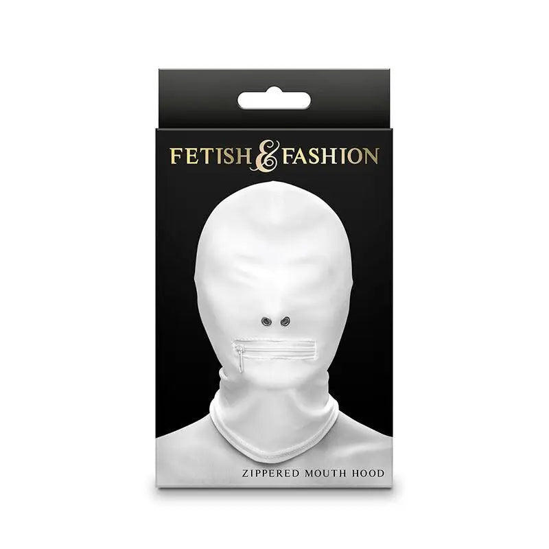 NS NOVELTIES - FETISH & FASHION FECHADO BOCA COM ZÍPER CAPUZ NYLON BRANCO - Sexshoptuga 