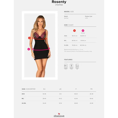 OBSESSIVE - ROSENTY CHEMISE & TANGA XS/S - Sexshoptuga 