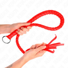 KINK - CHICOTE DE SERPENTE COM ANEL DE MÃO VERMELHO 65 CM - Sexshoptuga  Sexshoptuga 