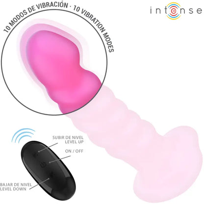 INTENSE - CINDY VIBRADOR TAMANHO L DESIGN ESPIRAL 10 VIBRAÇÕES ROSA CONTROLE REMOTO - Sexshoptuga 