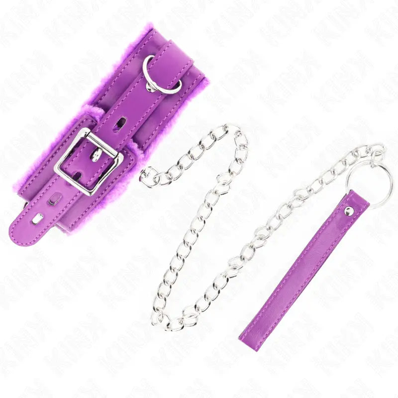 KINK - COLAR COM TRELA 65 CM COM RESTRIÇÕES ROXO 36-42 CM X 5,5 CM - Sexshoptuga 