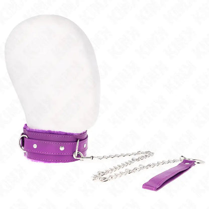 KINK - COLAR COM TRELA 65 CM COM RESTRIÇÕES ROXO 36-42 CM X 5,5 CM - Sexshoptuga 